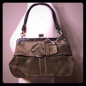 Coach Purse -Olive Green Suede & Leather